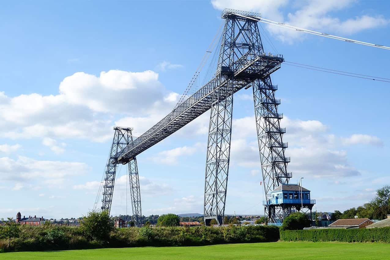 A view of the Newport Transporter Bridge from Coronation Park. We visit this Grade 1 listed structure on our sightseeing tours of Wales.
