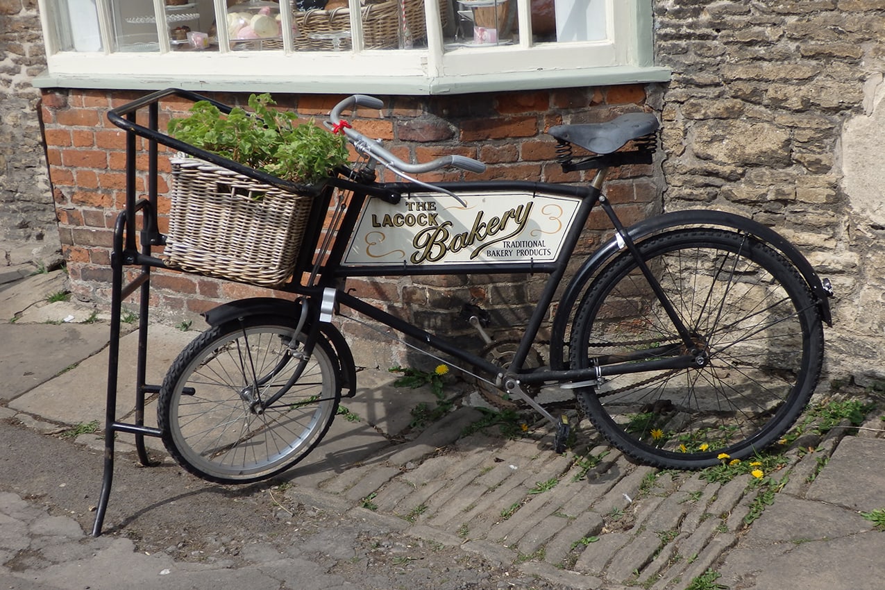 old fashioned bike at lacock bakery
